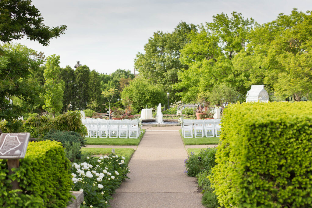 outdoor ceremony setup in garden phipps conservatory • Phipps Conservatory Weddings