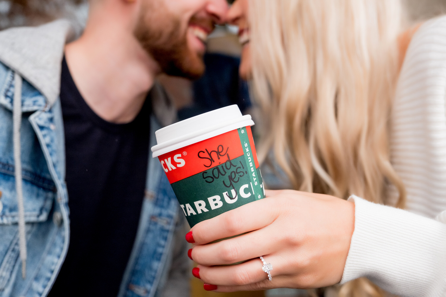 she said yes on a coffee cup • Pittsburgh Surprise Proposal Photography | Engagement