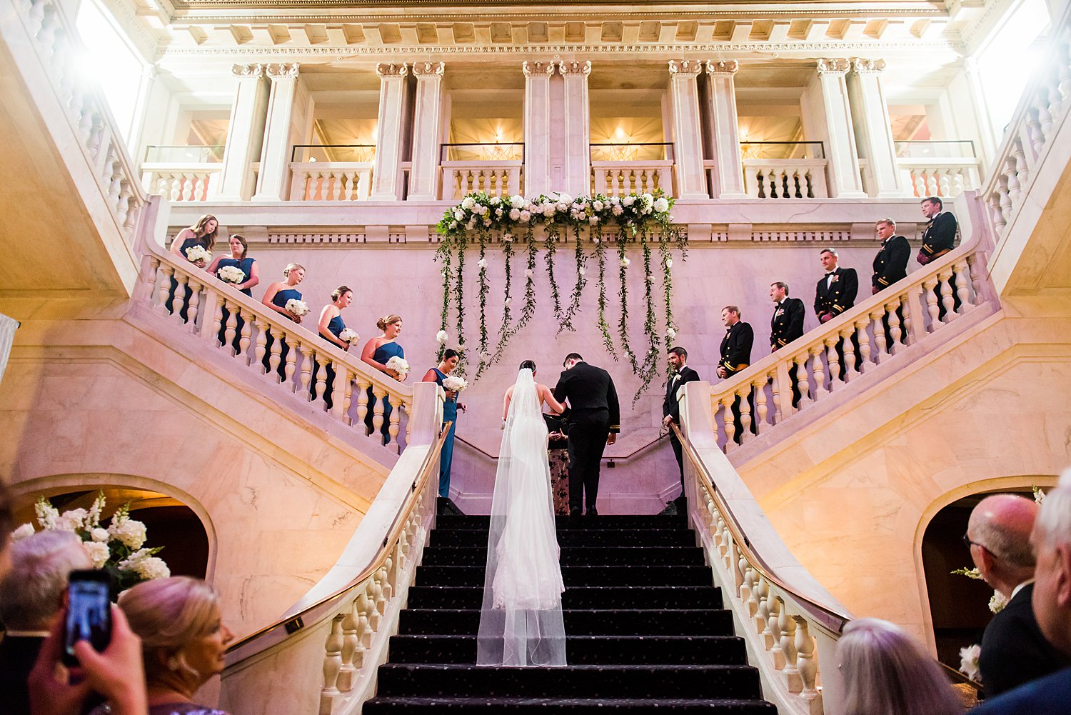 renaissance hotel pittsburgh wedding on grand staircase • Renaissance Hotel Pittsburgh Weddings