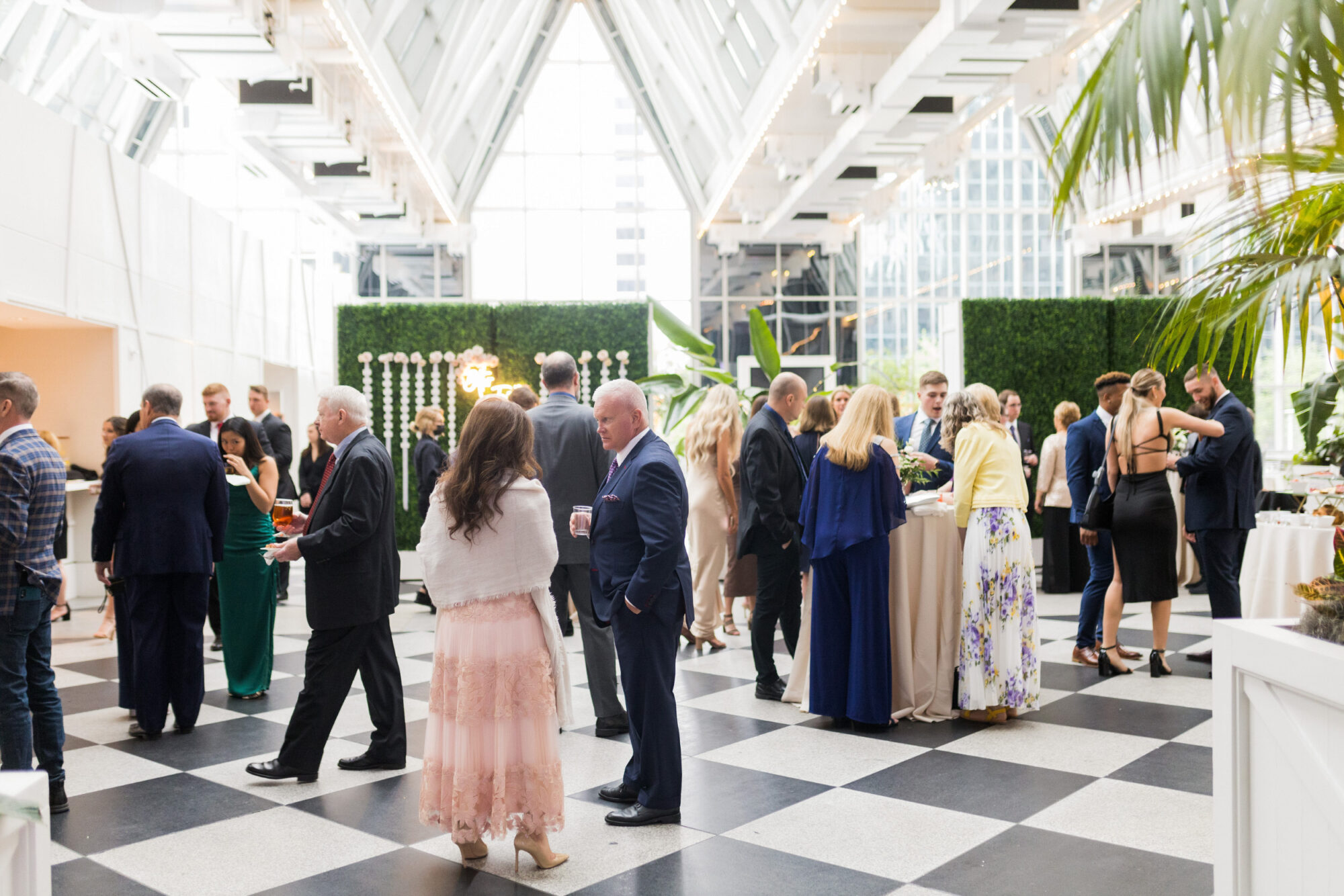 cocktail hour at ppg wintergarden • PPG Wintergarden Weddings: Modern Glass-Walled Pittsburgh Receptions You'll Love!